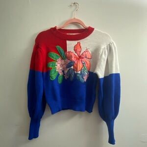 PREOWNED FARM RIO COLORBLOCK SWEATER SZ S